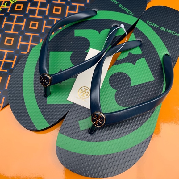 NWT Tory Burch Emory Flip Flop Flat Logo Sandals - Picture 10 of 12